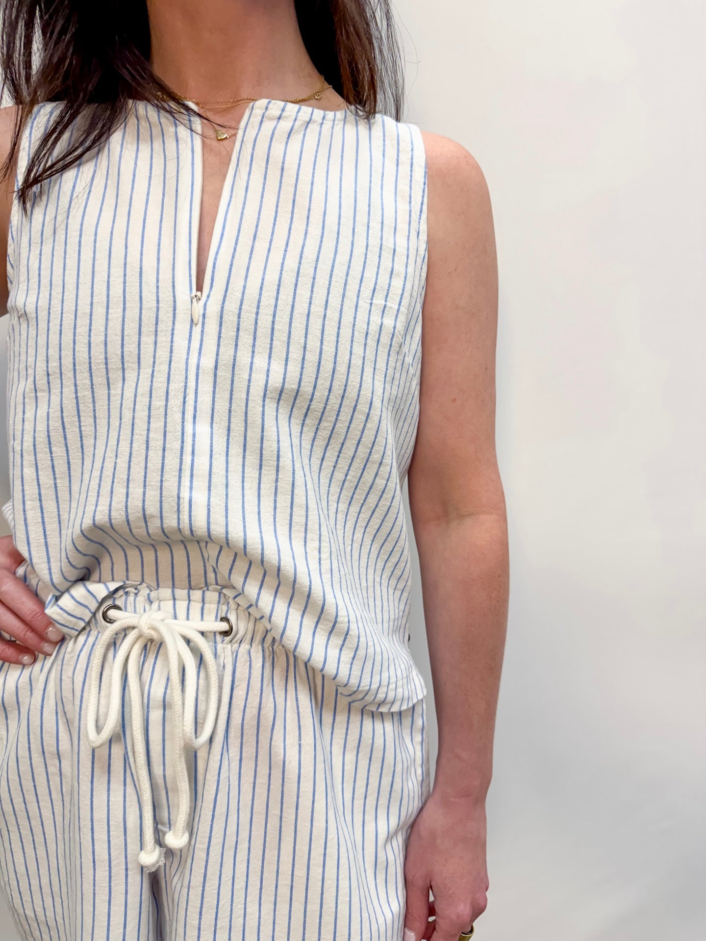 Sleeveless Zip Top Capri Stripe by Lilla P