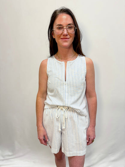Sleeveless Zip Top Capri Stripe by Lilla P