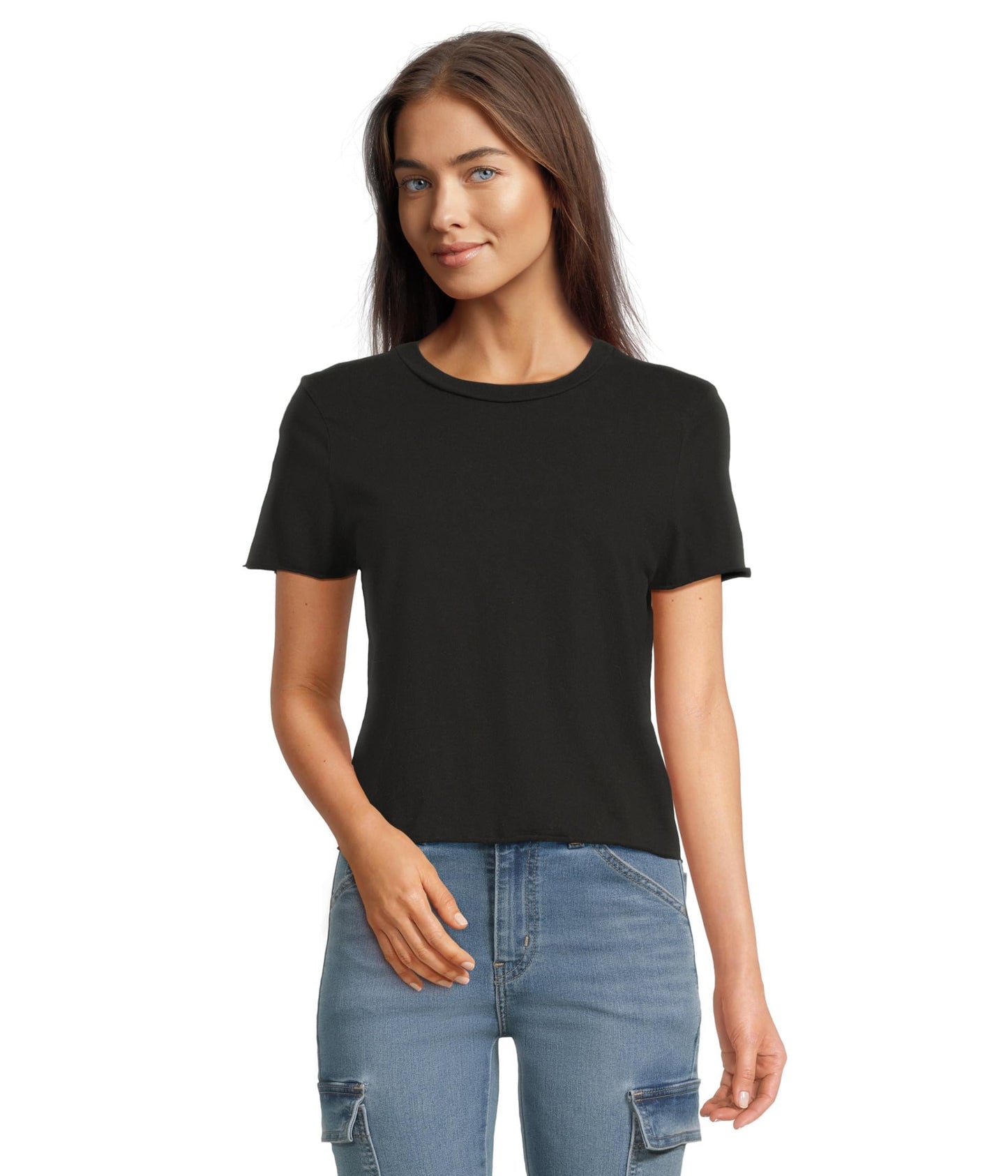 Jackie Raw Edge Crew Neck Tee