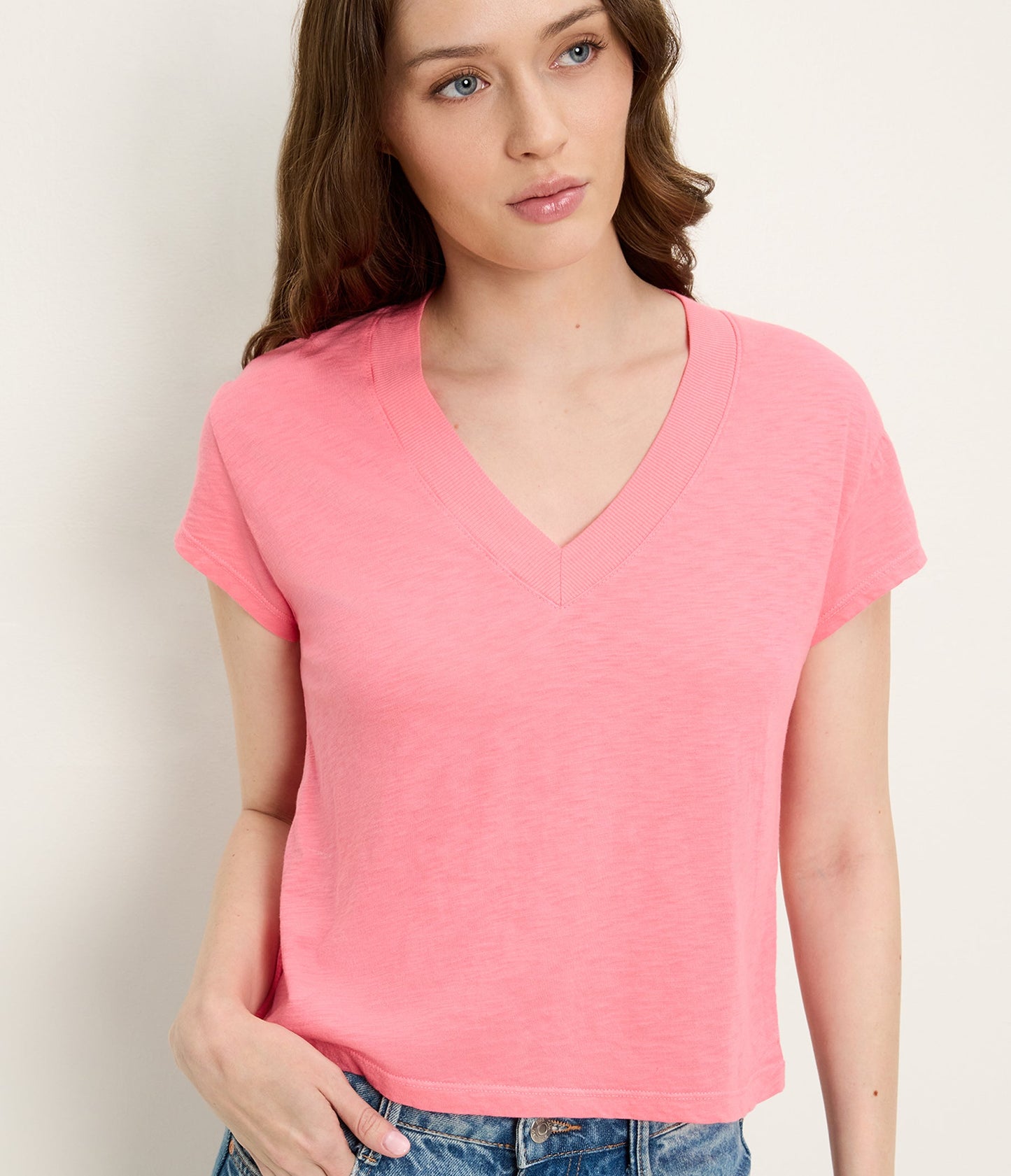 Harlan Cropped V-Neck Tee