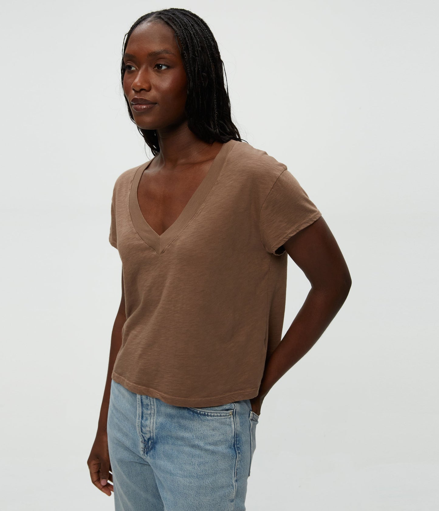 Harlan Cropped V-Neck Tee