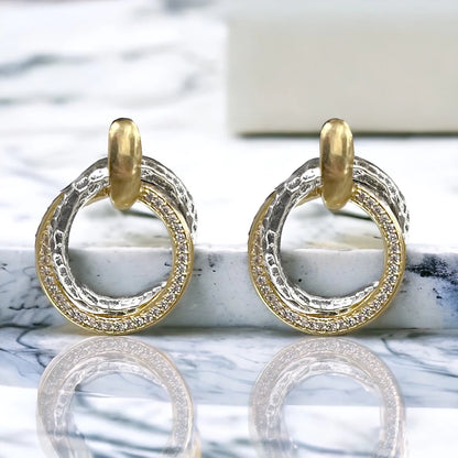 Mixed Metal Trinity Earrings