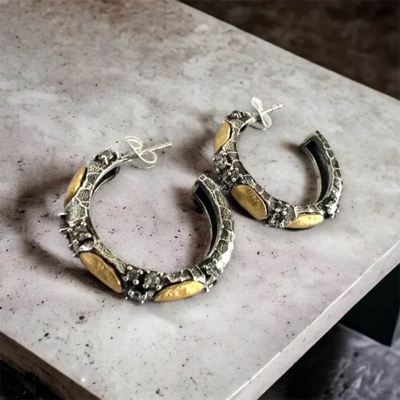 Vintage Silver Alma Hoops 1 inch