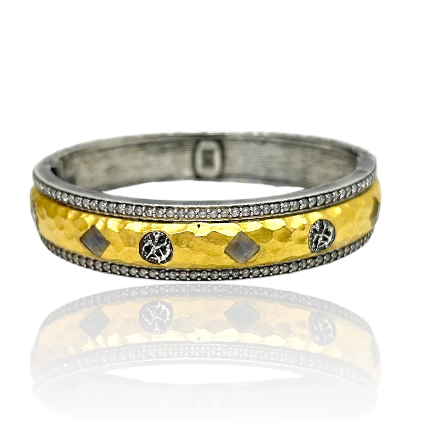 Vintage Silver & Gold Labradorite Mota Coin Bangle