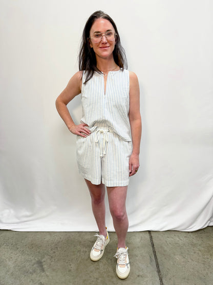 Sleeveless Zip Top Capri Stripe by Lilla P
