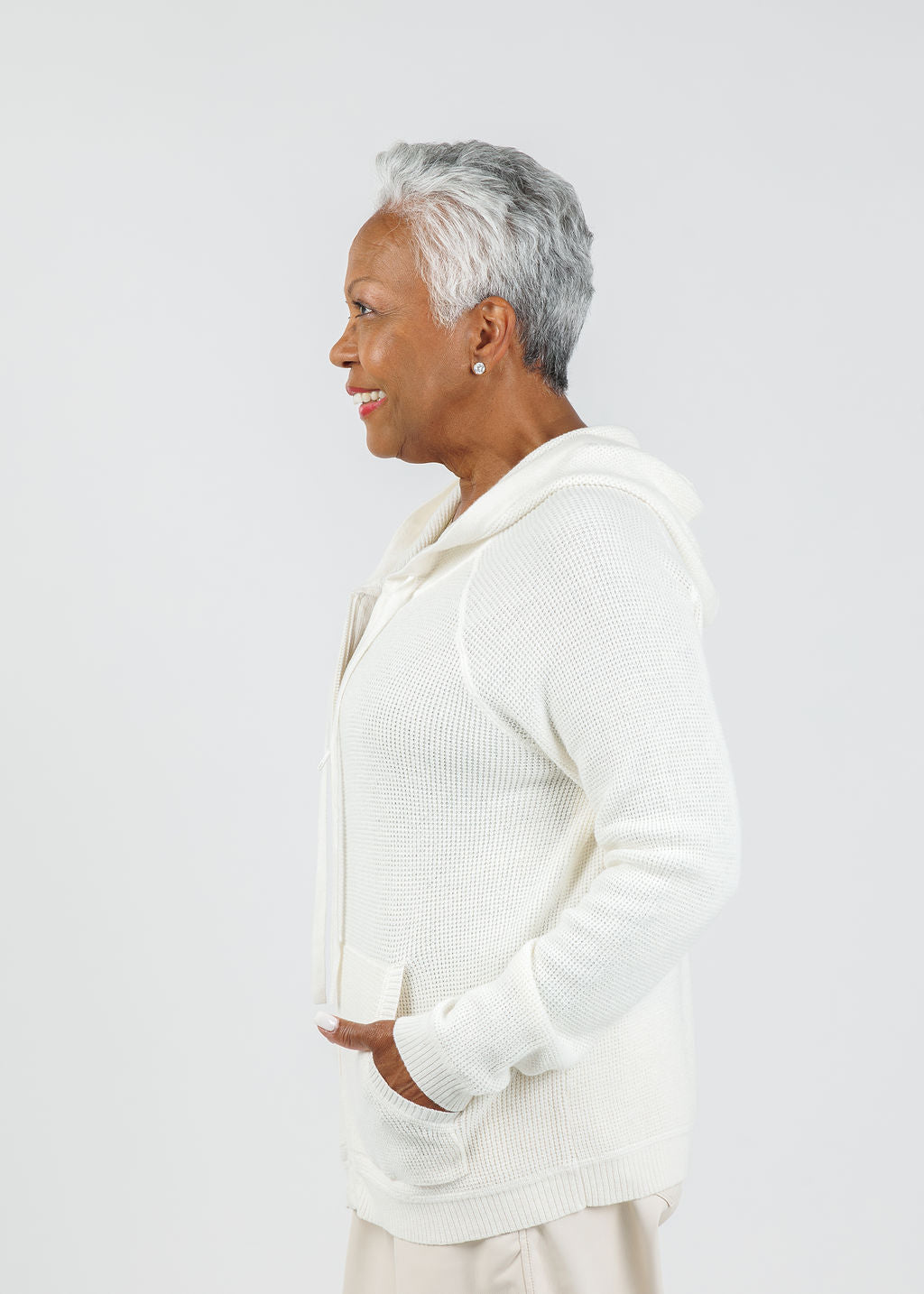 59943 Waffle Stitch Hoodie Sweater