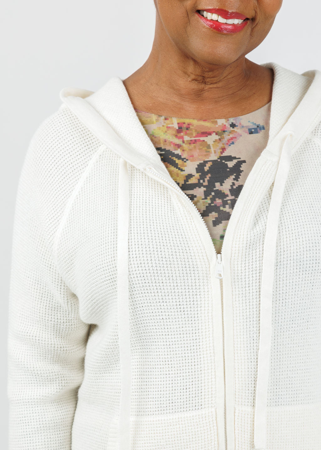 59943 Waffle Stitch Hoodie Sweater