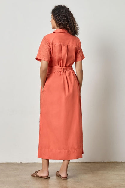 Eyelet Trim Maxi Shirt Dress
