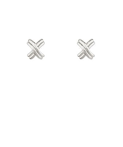Ribbed Crisscross Studs Silver