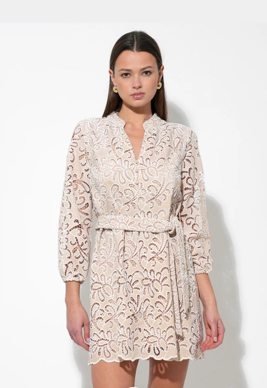 Lina Eyelet Belted Dress
