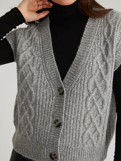 Paige Button Front Cable Vest
