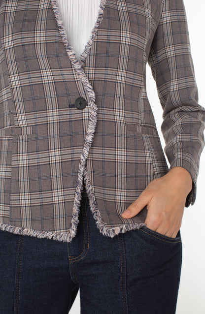 collarless fitted blazer w/ fray 26'