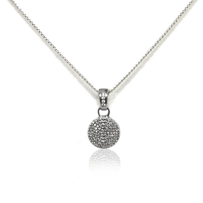 Vintage Silver Pave Disc Necklace