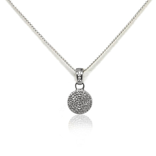 Vintage Silver Pave Disc Necklace