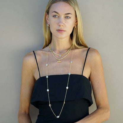 Mini Vintage Silver&Gold Byron Toggle Necklace