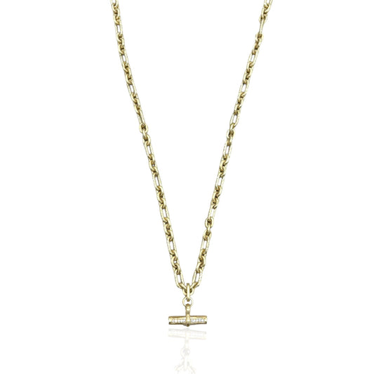 Mini Vintage Silver&Gold Byron Toggle Necklace
