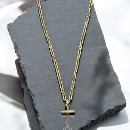 Mini Vintage Silver&Gold Byron Toggle Necklace