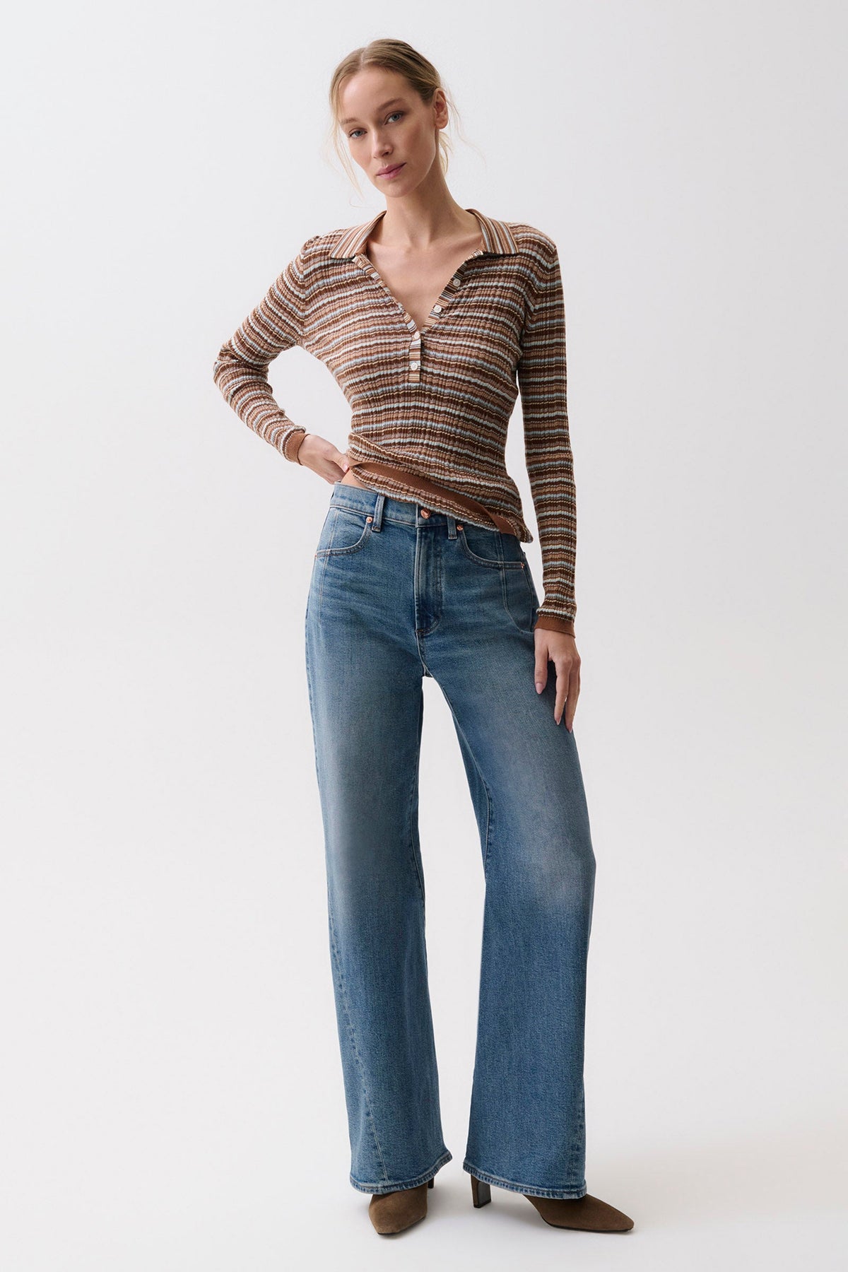 Kyra High Rise Bowed Wide Leg