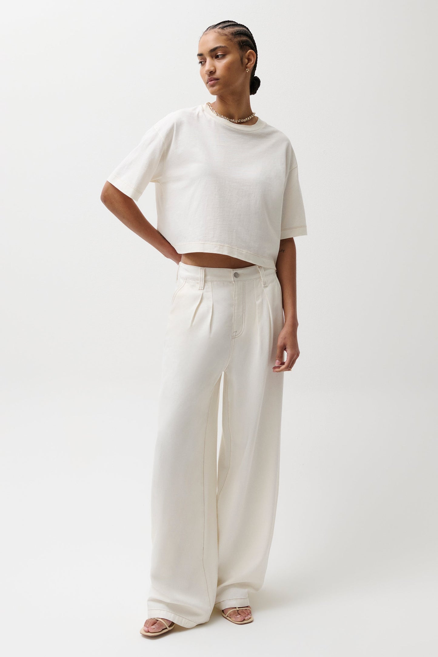 Delphine Pleated Denim Wide Leg