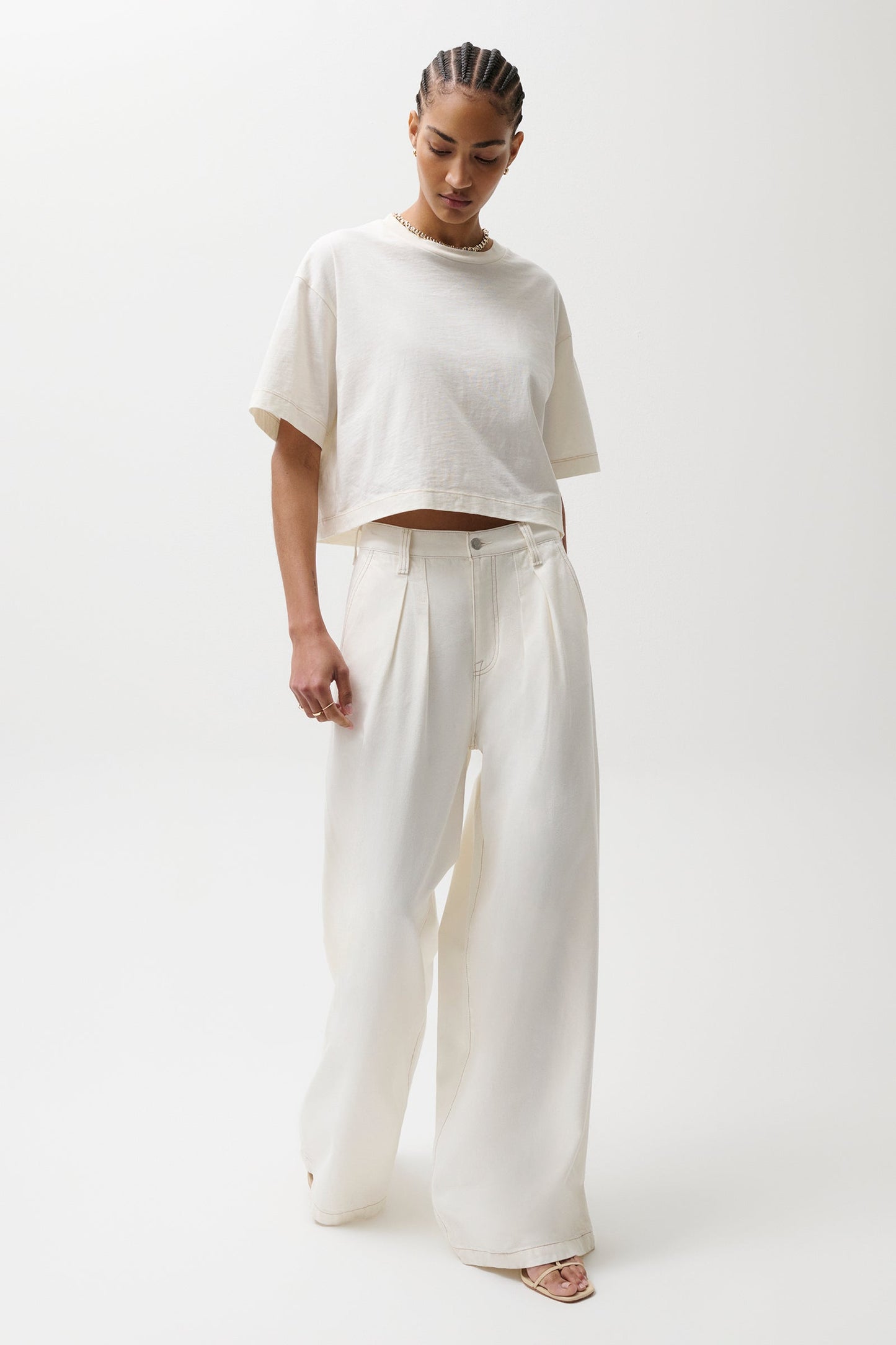 Delphine Pleated Denim Wide Leg