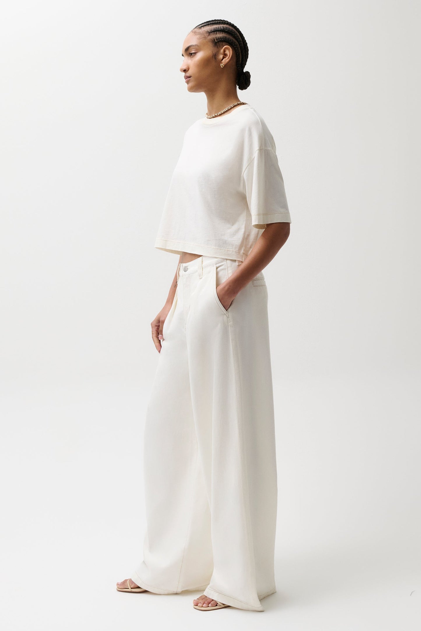Delphine Pleated Denim Wide Leg