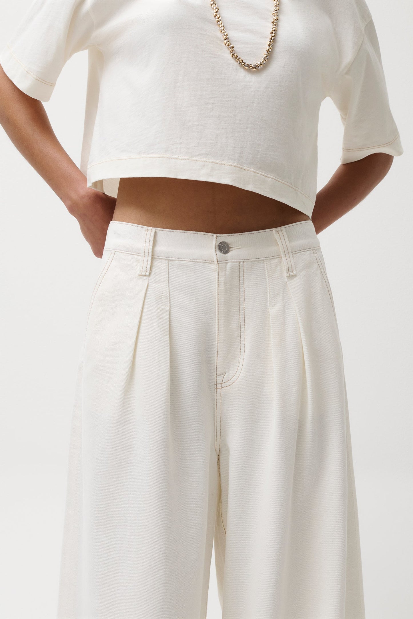Delphine Pleated Denim Wide Leg