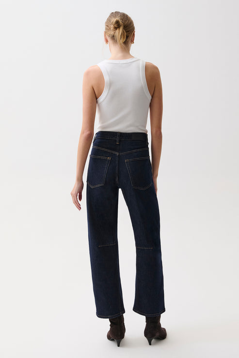 Beau Seamed Crescent Raw Jean