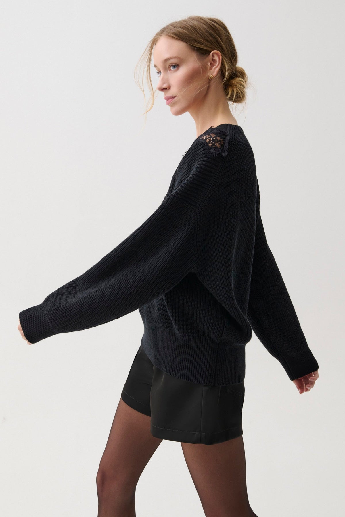 Chiara V-Neck Lace Sweater