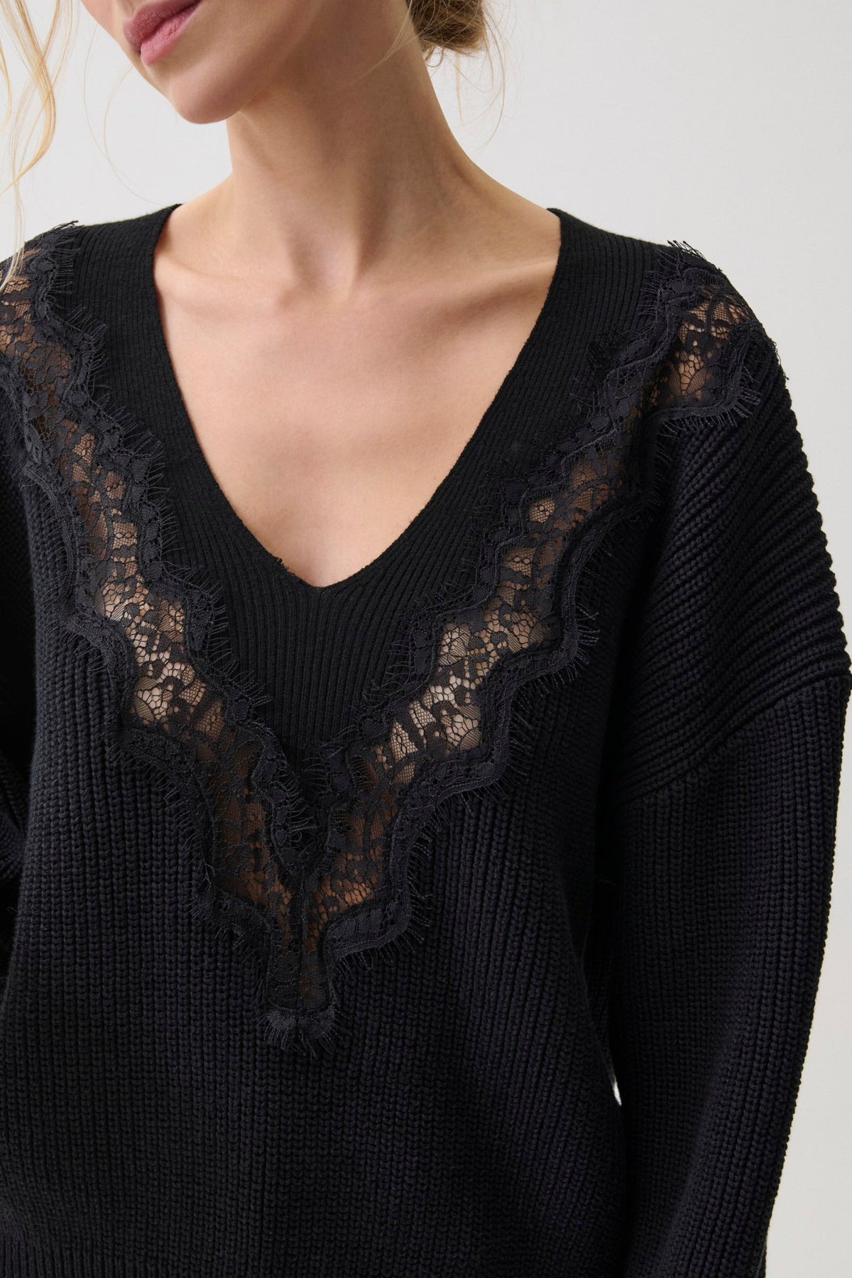 Chiara V-Neck Lace Sweater