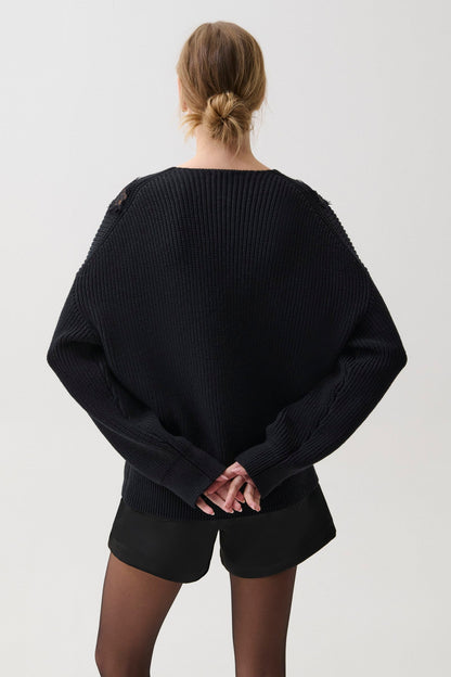 Chiara V-Neck Lace Sweater