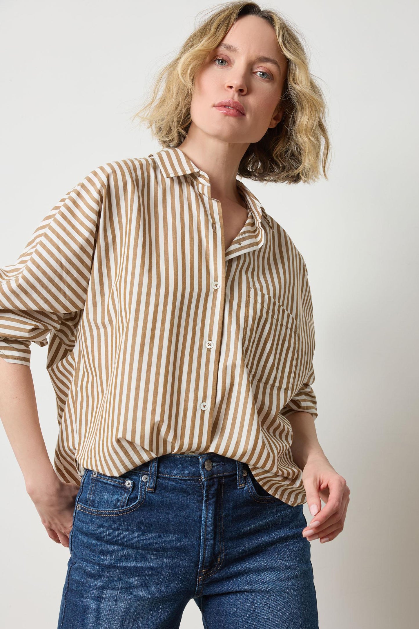 Dolman Sleeve Button Down Shirt