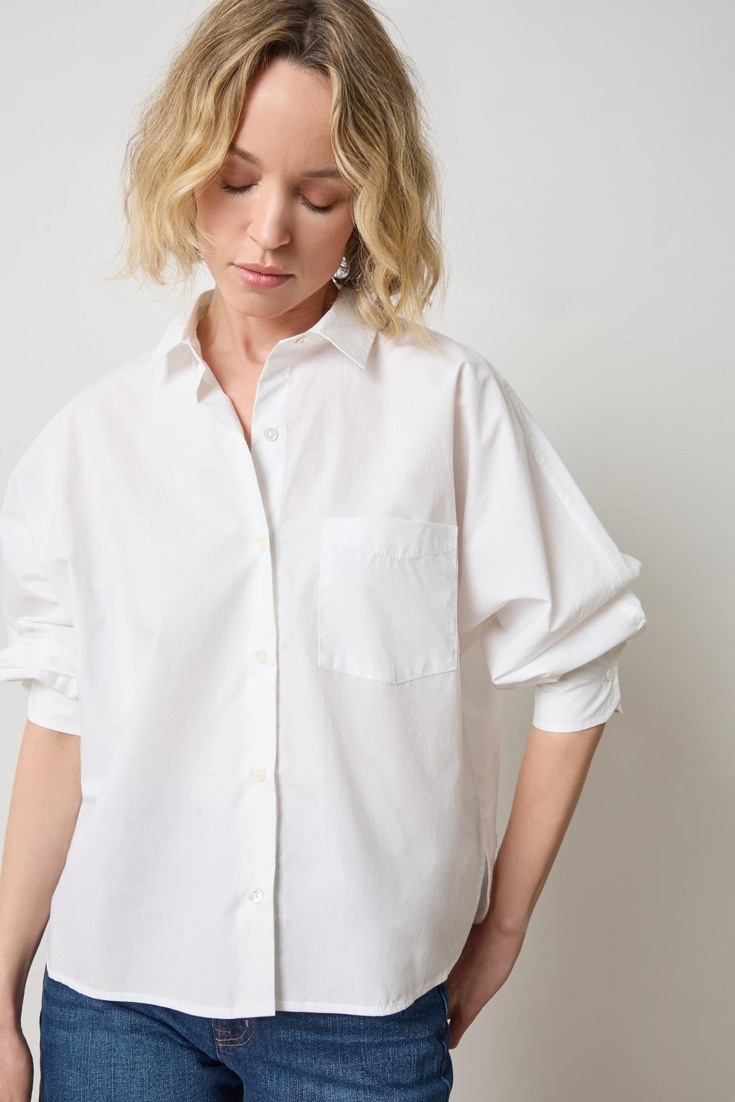Folded Sleeve Button Down