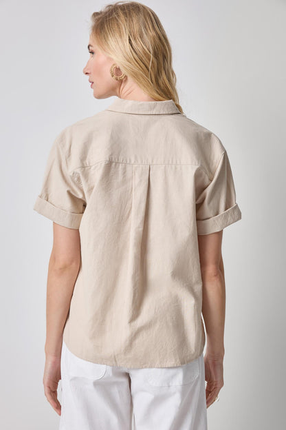 Linen Blend Boyfriend Button Down