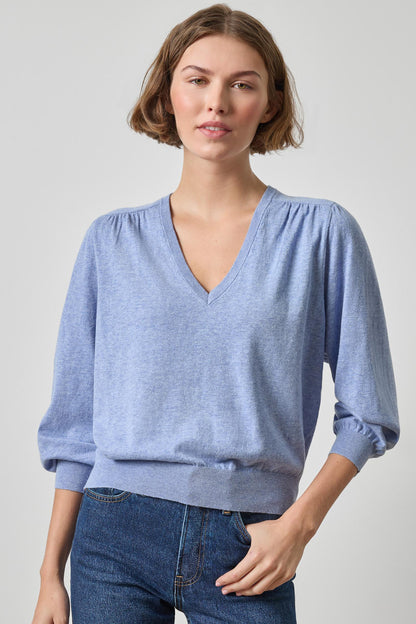 V-Neck Blouson Sweater