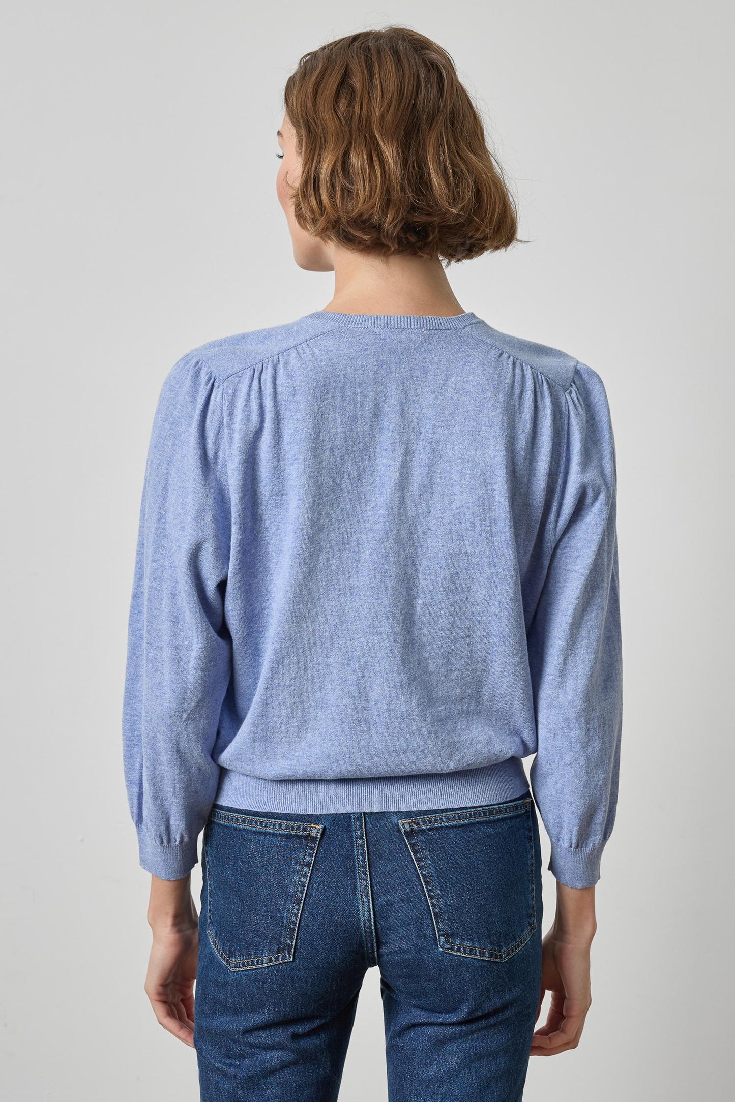 V-Neck Blouson Sweater