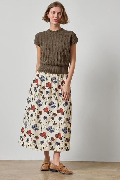 Elastic Waist Paneled Skirt