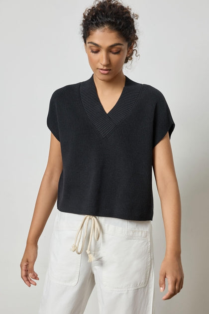 Wide Trim V-neck Sweater