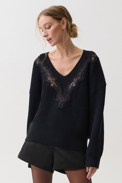 Chiara V-Neck Lace Sweater