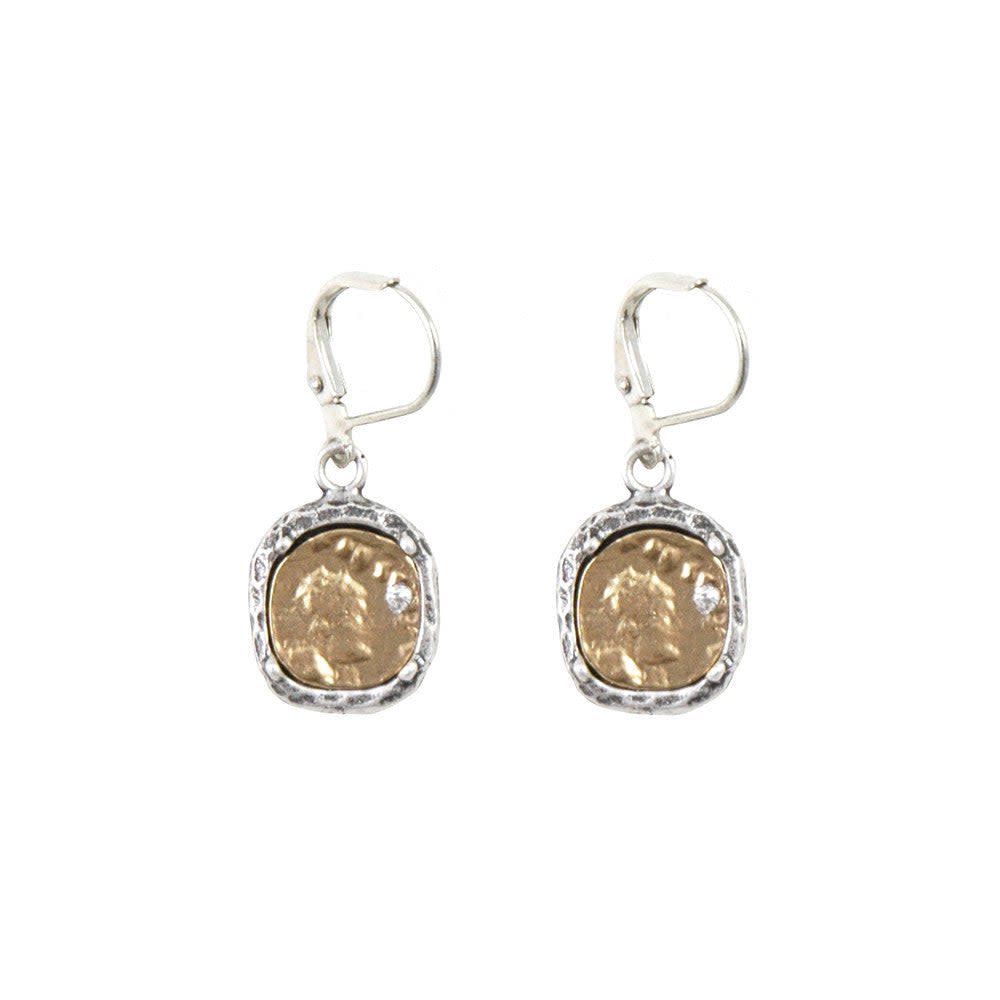 Silver Dangling Coin Crystal Earrings
