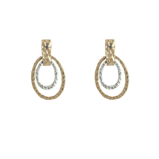 Gold Jecna Oval & Crystal Earrings