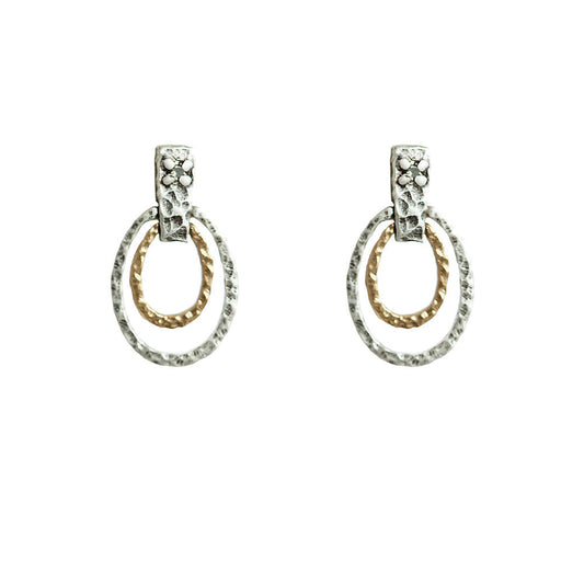 Silver Jecna Ovals & Crystal Earrings