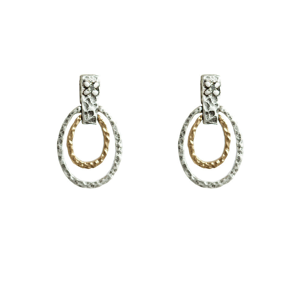 Silver Jecna Ovals & Crystal Earrings
