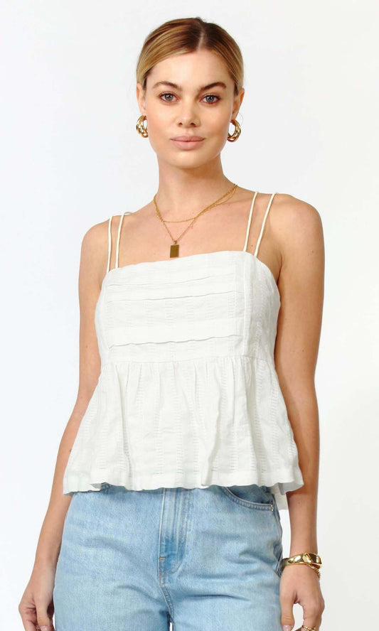 Kaila Pleated Textured Cotton Top