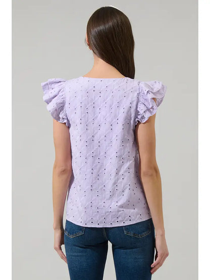 Hayley Eyelet Seni Ruffle Top