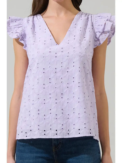 Hayley Eyelet Seni Ruffle Top