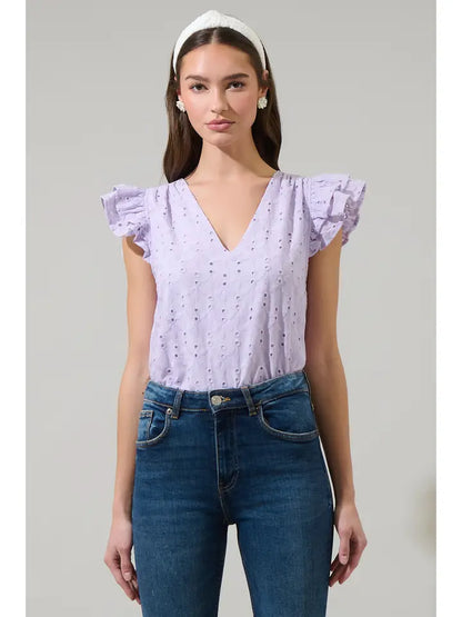 Hayley Eyelet Seni Ruffle Top