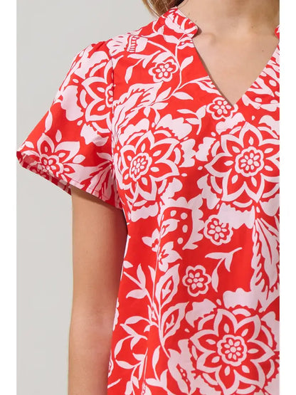 Hazen Floral Risony Pleated Top