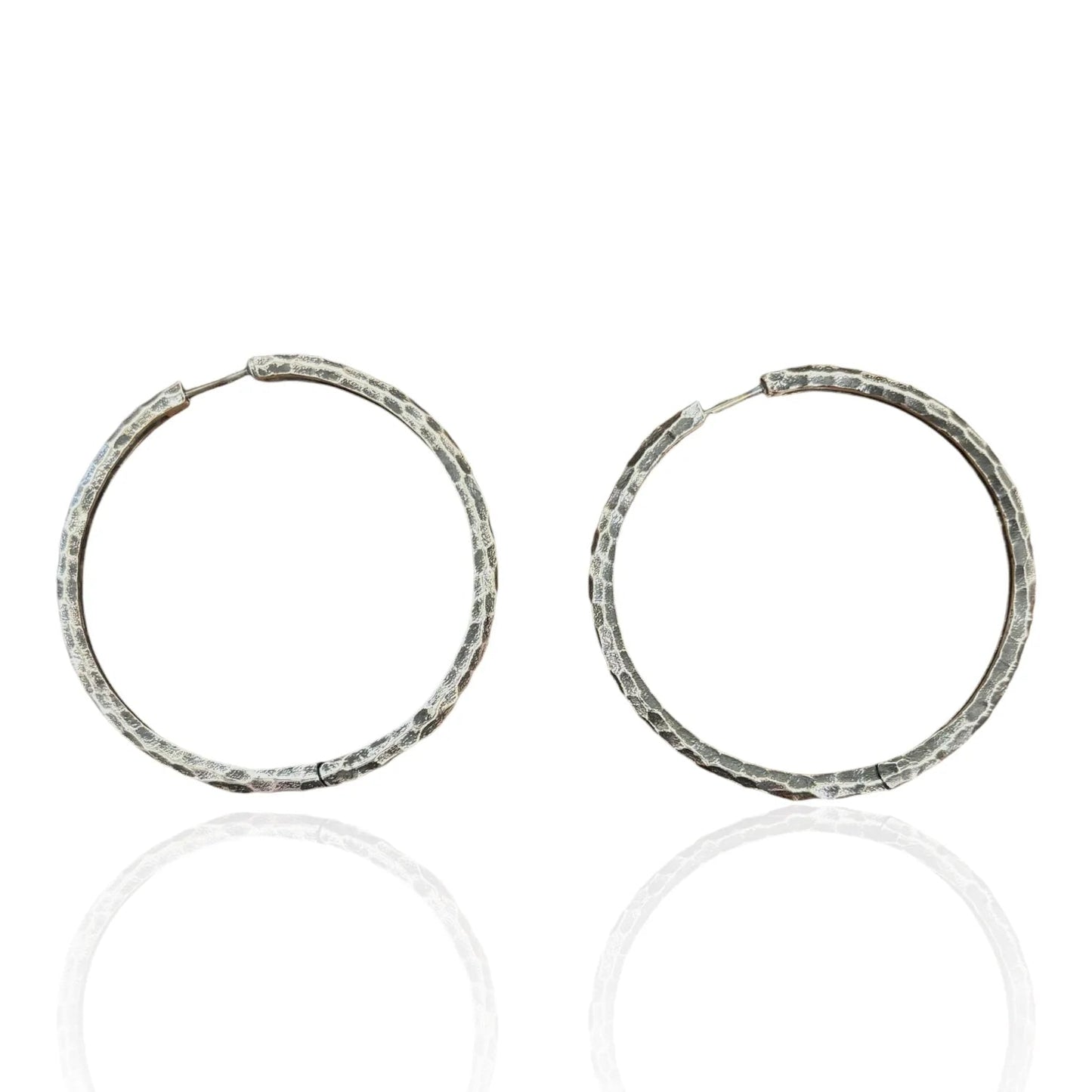 Silver Large Flat Hoops