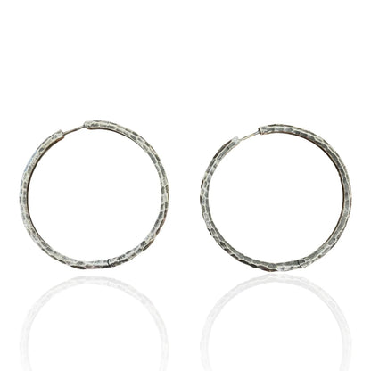 Silver Large Flat Hoops