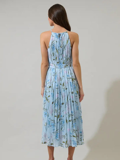 Leida Floral Maly Pleated Midi Dress
